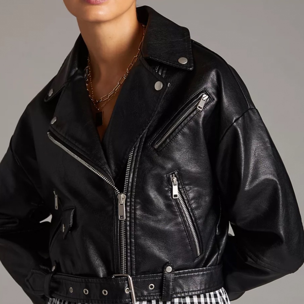 Relaxed Faux Leather Moto Jacket